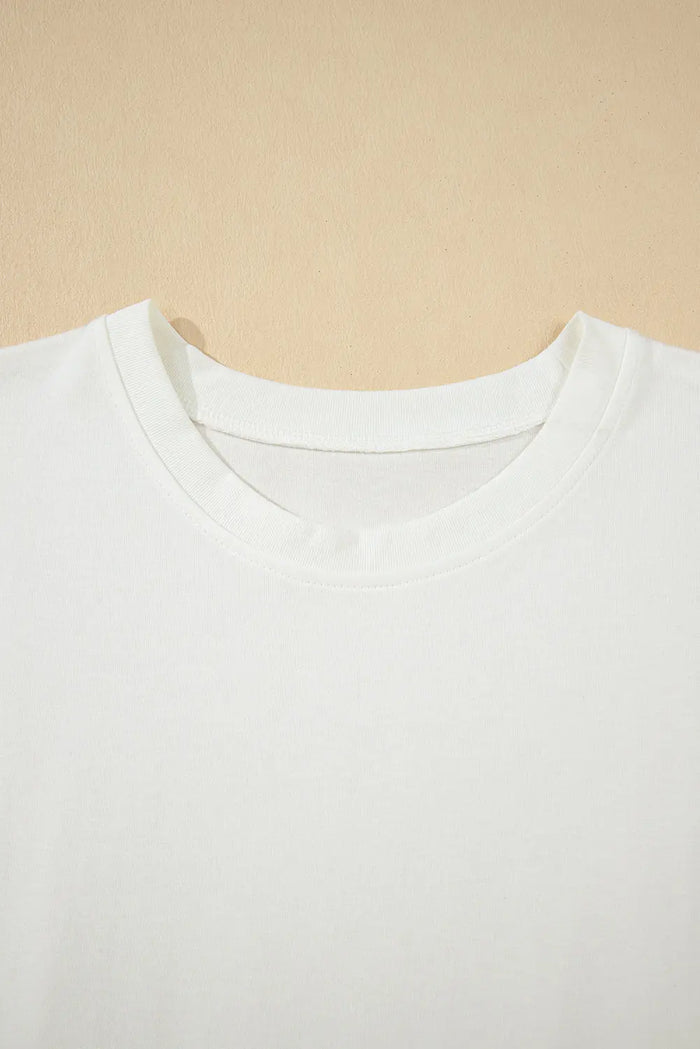 White Drop Shoulder Crew Neck Shift T Shirt Dress - Dresses/T Dresses