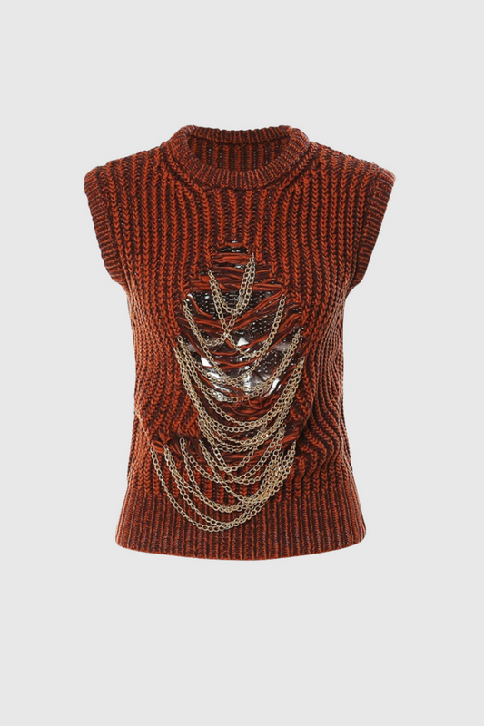 Xiomara Cutout Chain Embellished Top