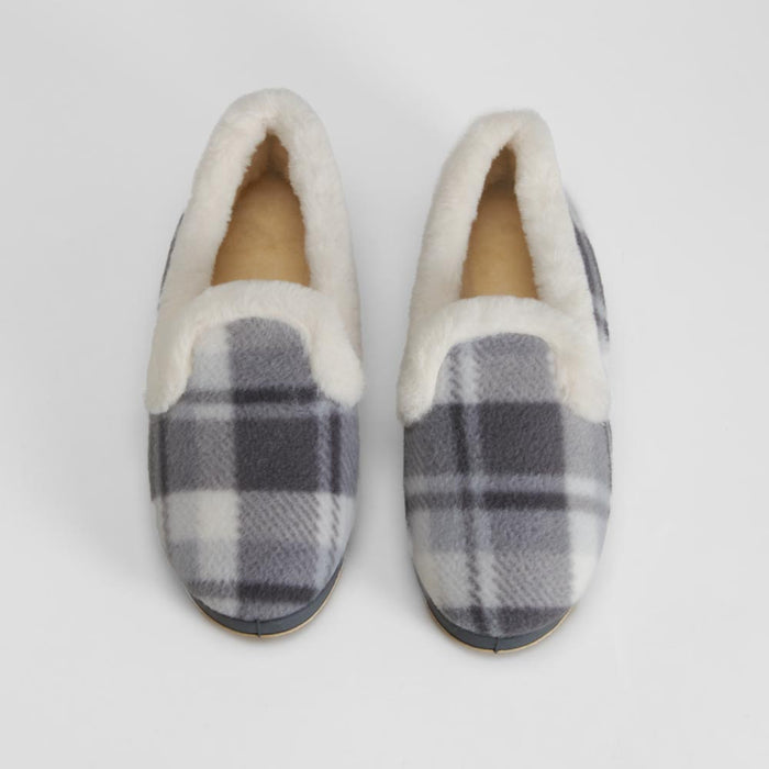 Zapatilla casa gris cuadros cálida OLYNE